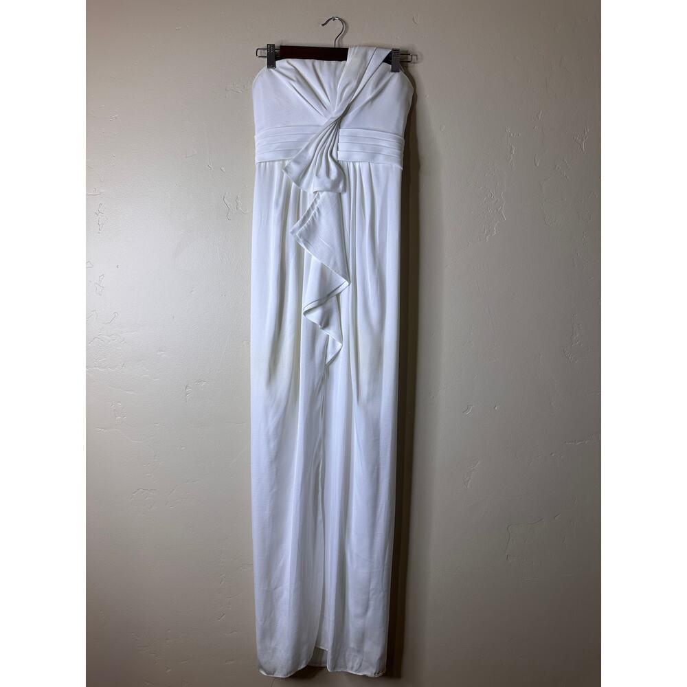 BCBGMaxazria Barbara White Dress Maxi Long One Shoulder 2 - Picture 3 of 10